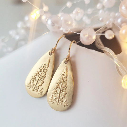 Lupine Tear Drop Dangle Earrings