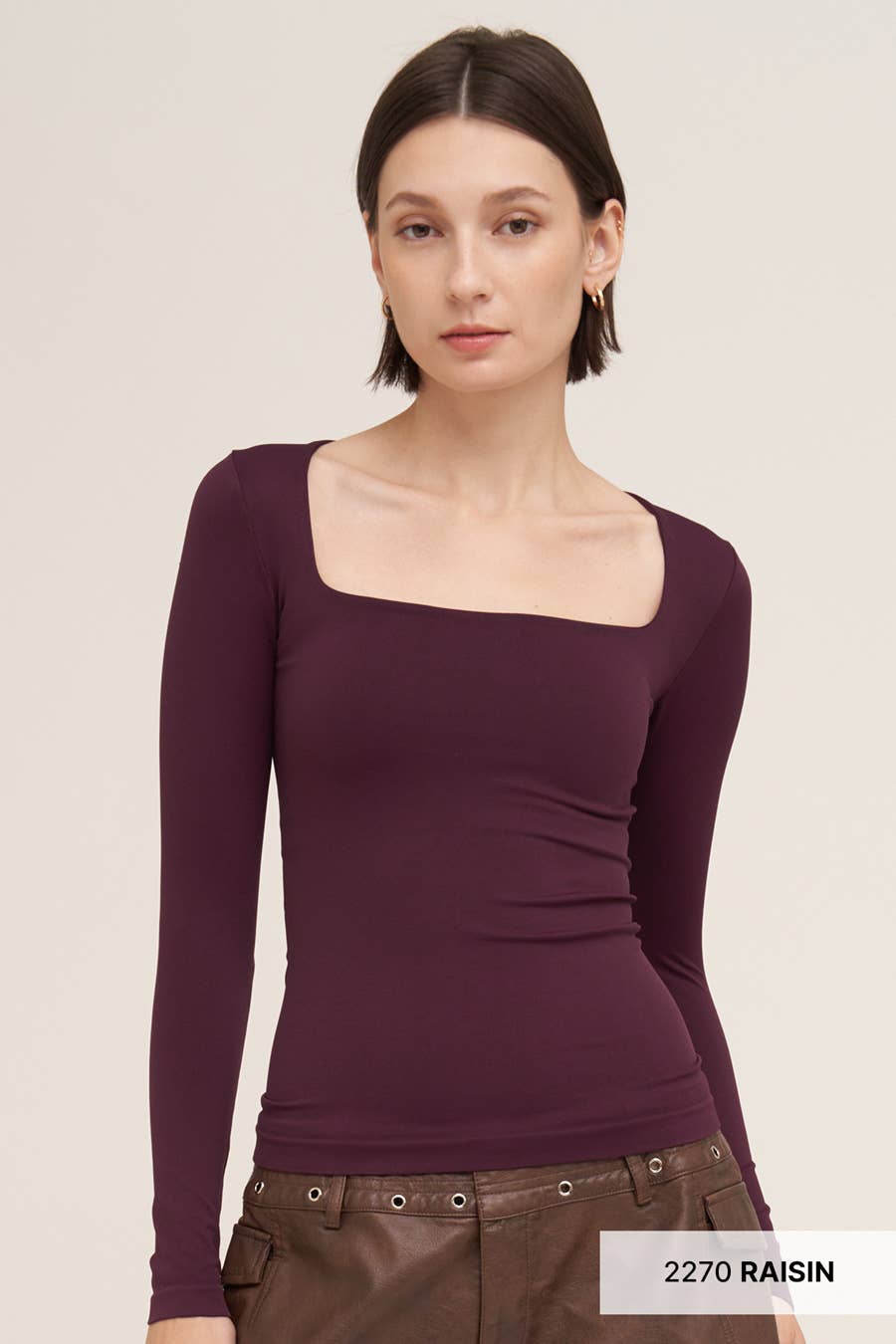 O/S Square Neck Long Sleeve Top-Shirts & Tops-NIKIBIKI-Bottoms Up Boutique