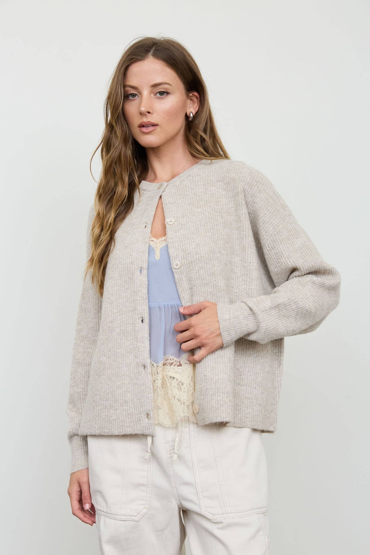 Ribbed Knit Cardigan-Kimonos, Cardigans & Wraps-Blu Pepper-S-Bottoms Up Boutique