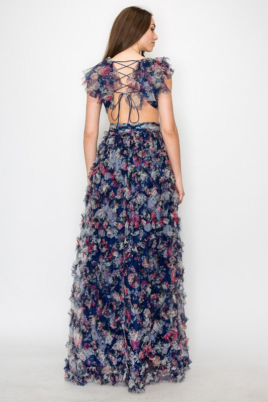 Navy Tiered Maxi Dress