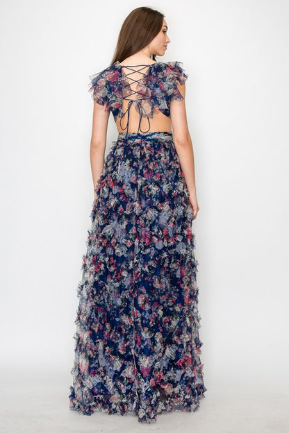 Navy Tiered Maxi Dress