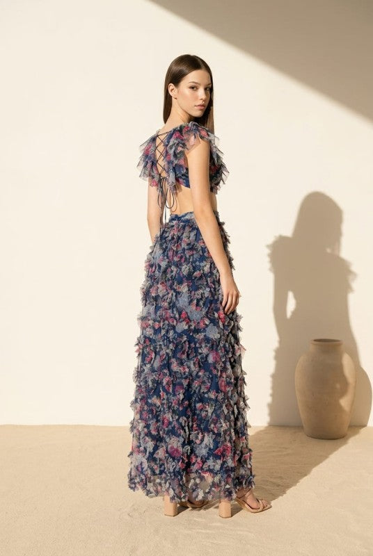 Navy Tiered Maxi Dress