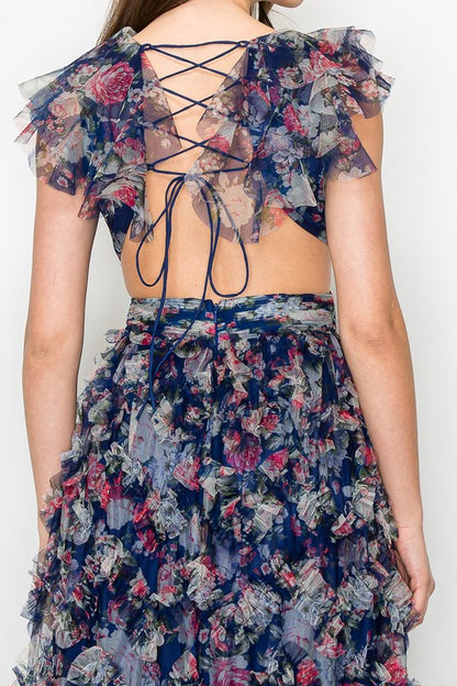 Navy Tiered Maxi Dress