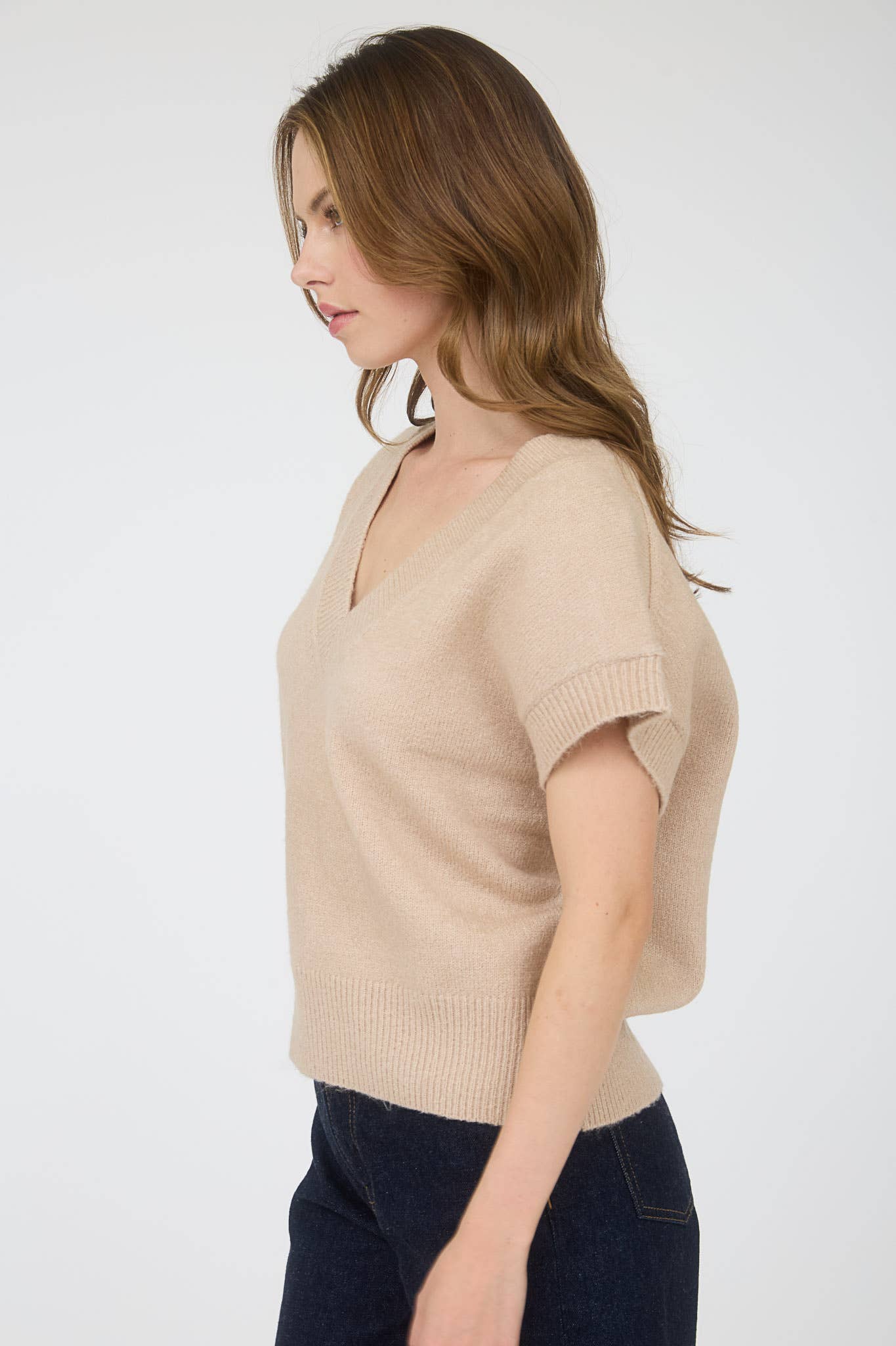 V Neck Knit Pullover Sweater
