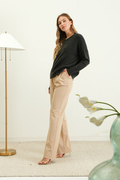 Solid Crew Front Seam Sweater-Sweaters-Bottoms Up Boutique-Anchorage AK