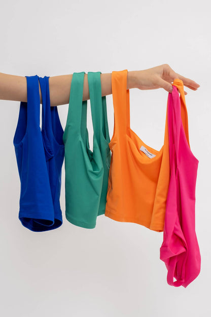 Green Reversible Square Neck Cropped Tank