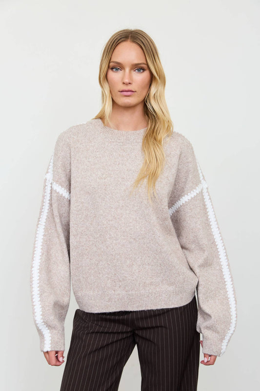 Contrast Stitch Sweater-Sweaters-The Workshop Studio-S-Bottoms Up Boutique