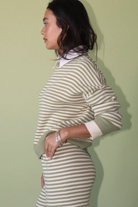 Striped Sweater with Collar