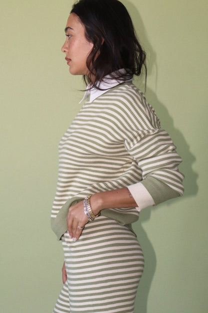 Striped Sweater with Collar