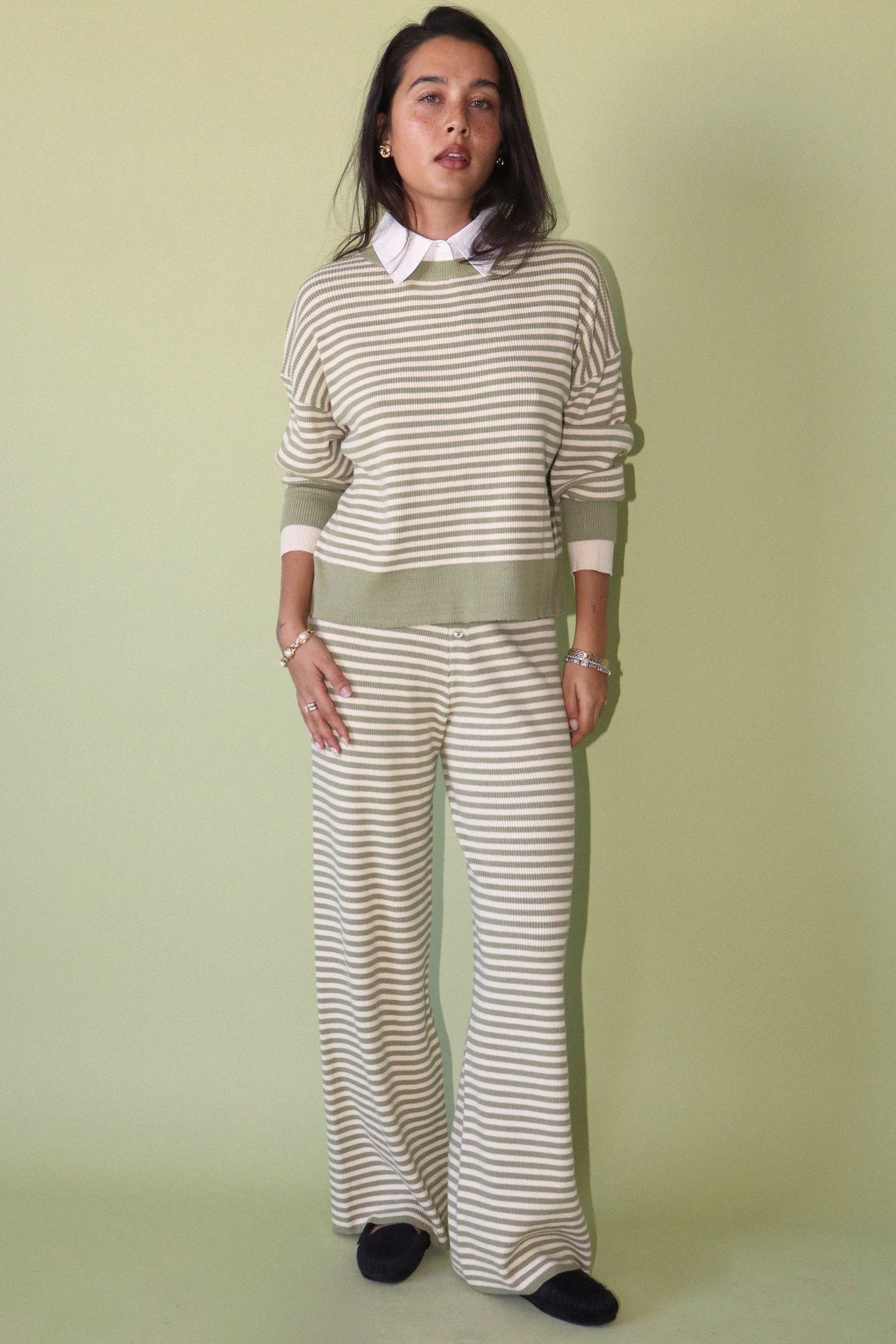 Striped Sweater with Collar