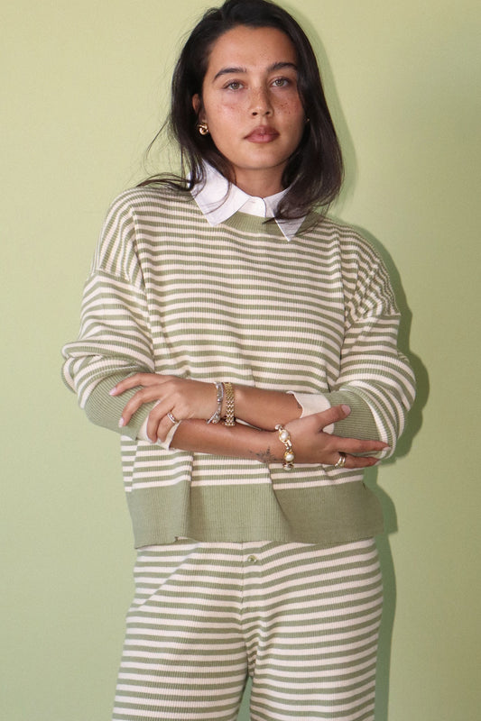 Striped Sweater with Collar
