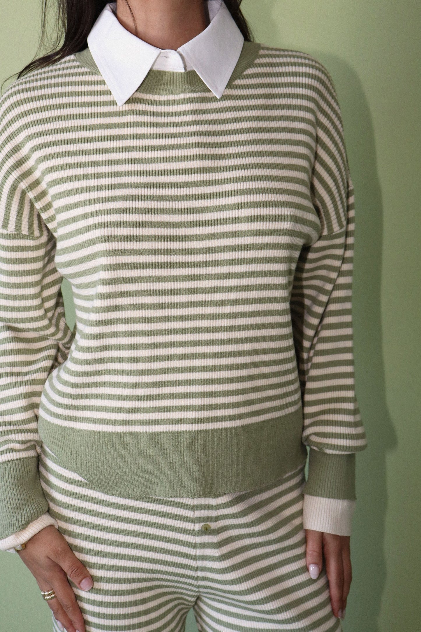 Striped Sweater with Collar