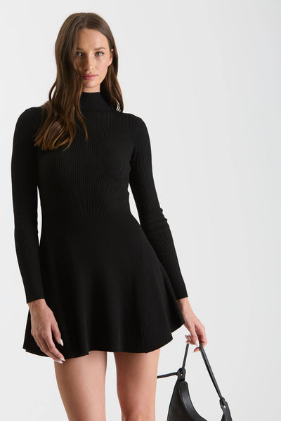 Mock Neck Long Sleeve Mini Sweater Dress