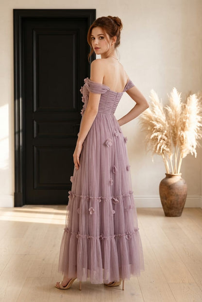 Lilac Off Shoulder Maxi Dress