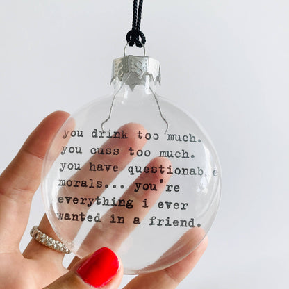 Cuss Friendship Glass Holiday Ornament-Home-Bottoms Up Boutique-Anchorage AK