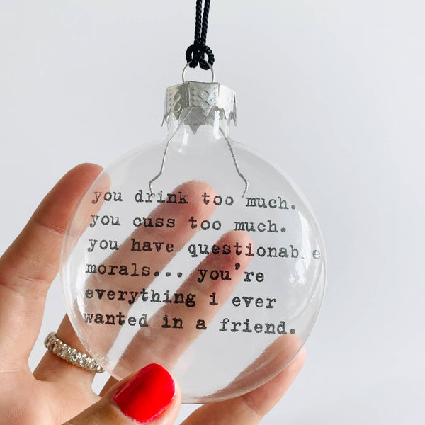 Cuss Friendship Glass Holiday Ornament