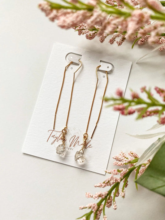 Herkimer Diamond Threader Earrings