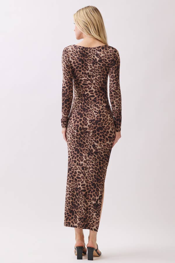 Square Neck Leopard Maxi Dress