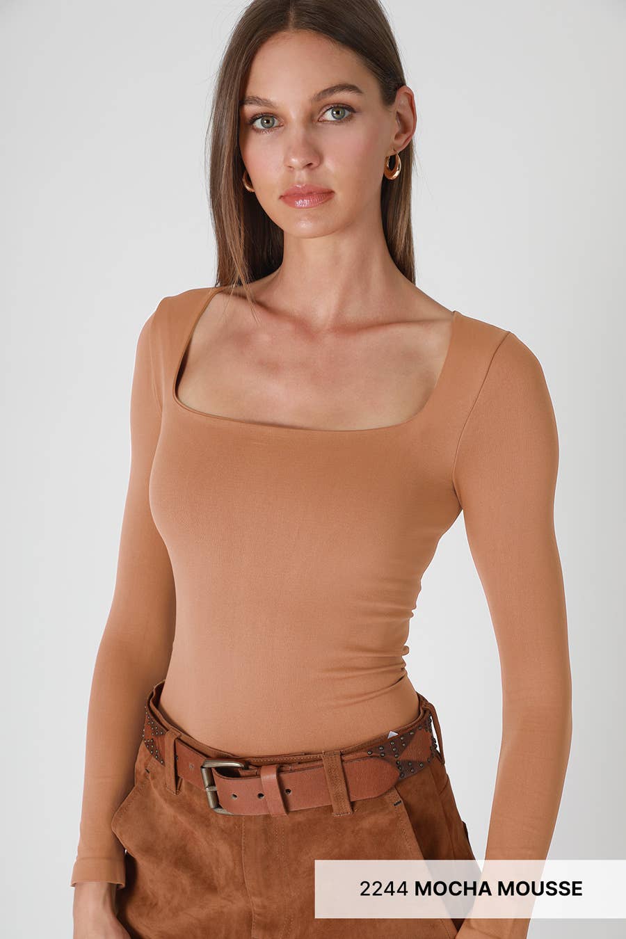O/S Square Neck Long Sleeve Top-Shirts & Tops-NIKIBIKI-Bottoms Up Boutique