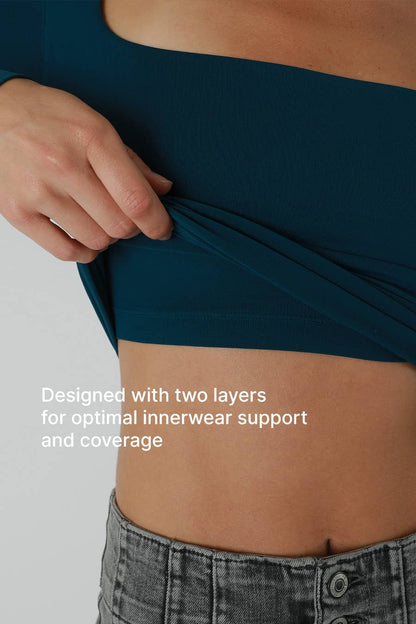 O/S Square Neck Long Sleeve Top