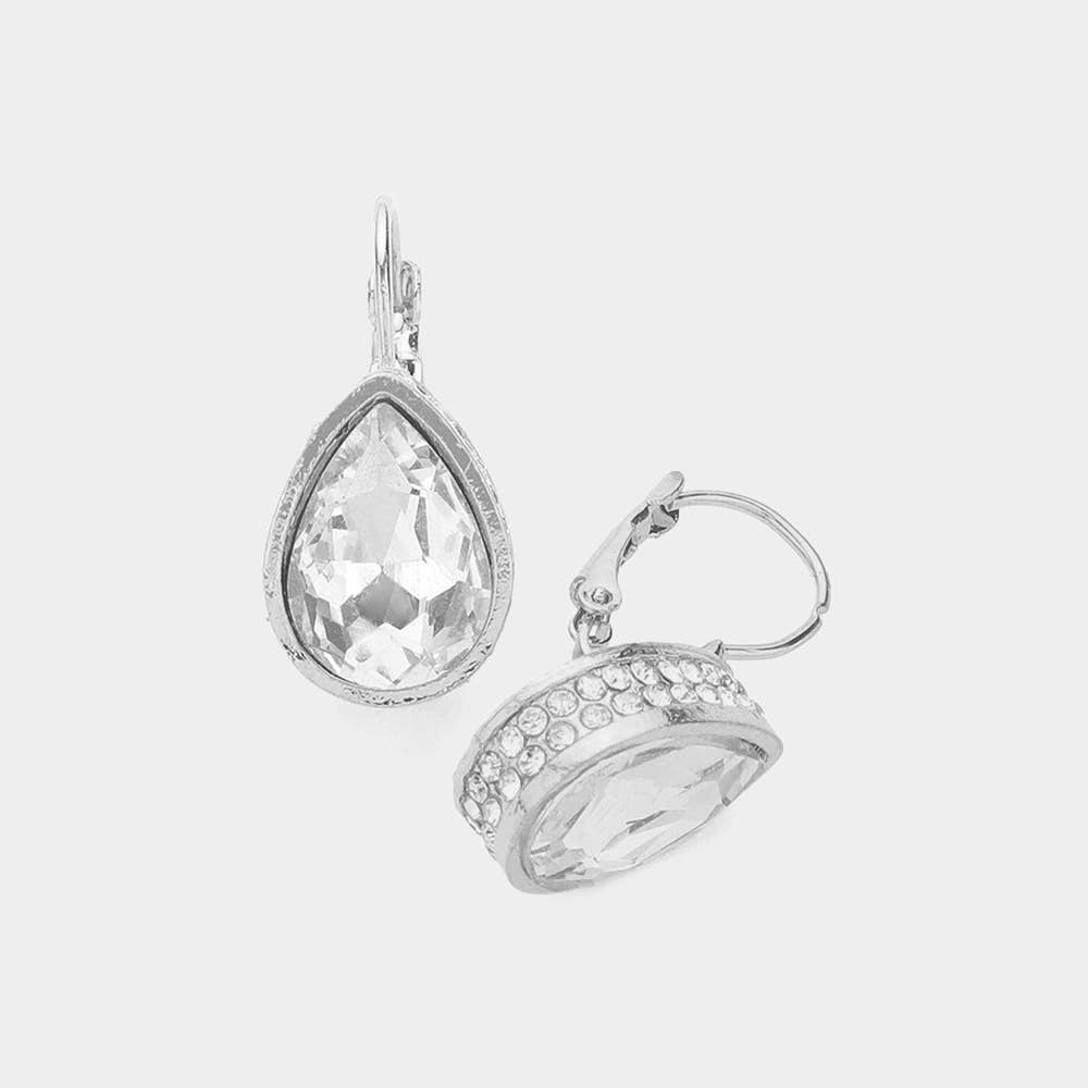 Teardrop Stone Lever Back Earrings