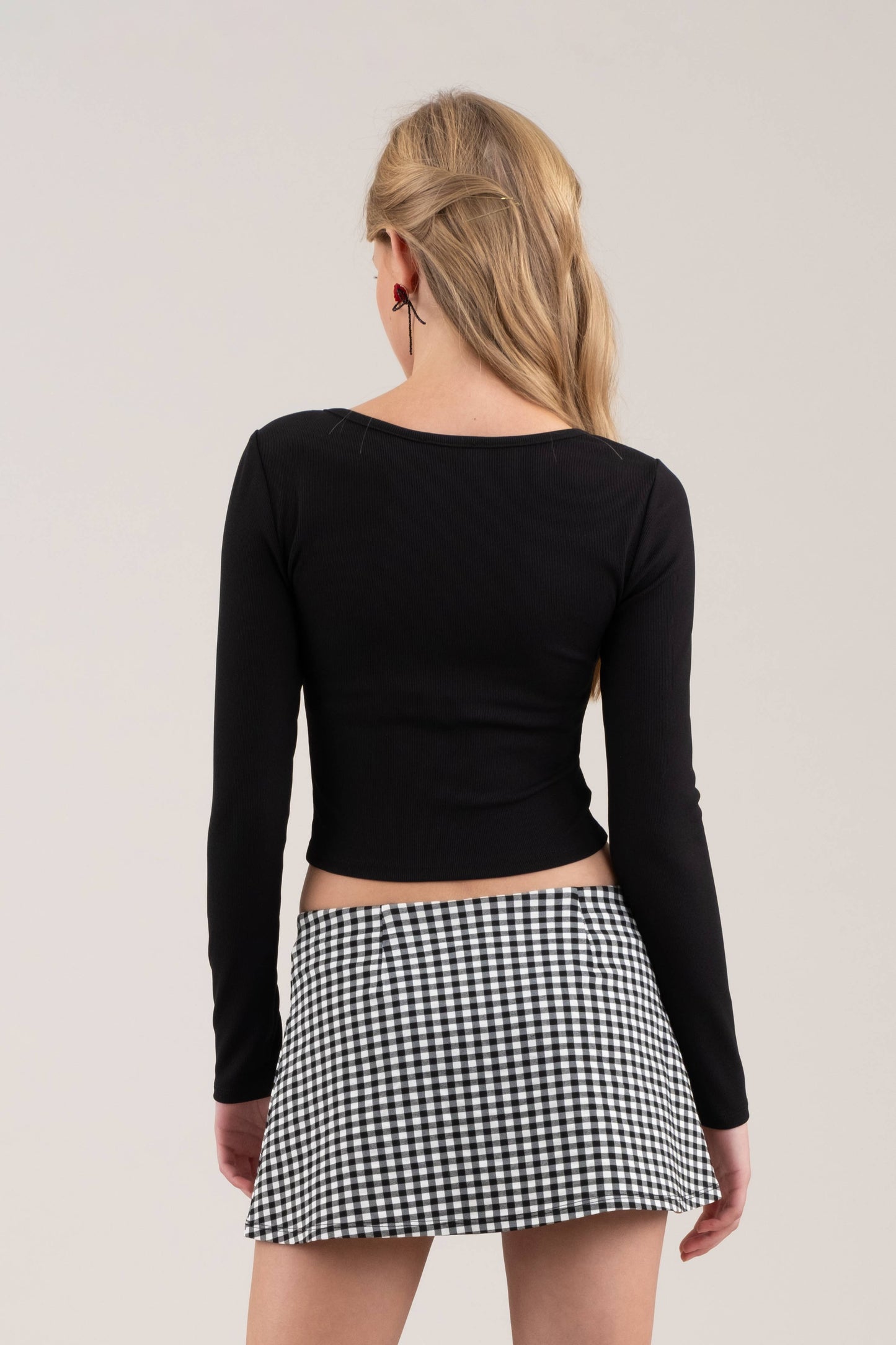 Front Hook & Eye Long Sleeve Crop-Tops-Bottoms Up Boutique-Anchorage AK