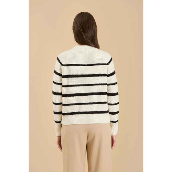 Stripe High Neck Knit Pullover Sweater