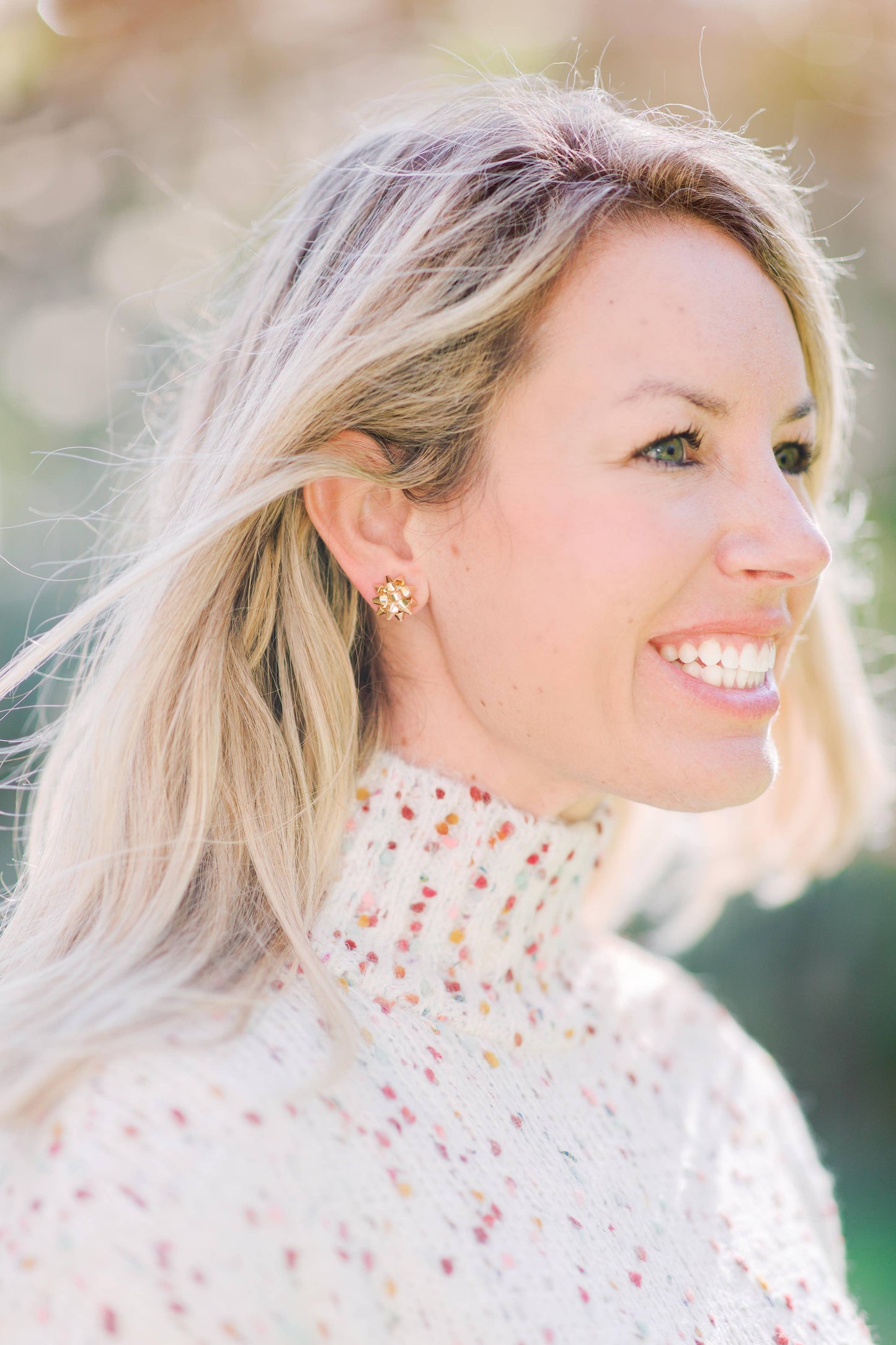 Gold Christmas Bow Earrings