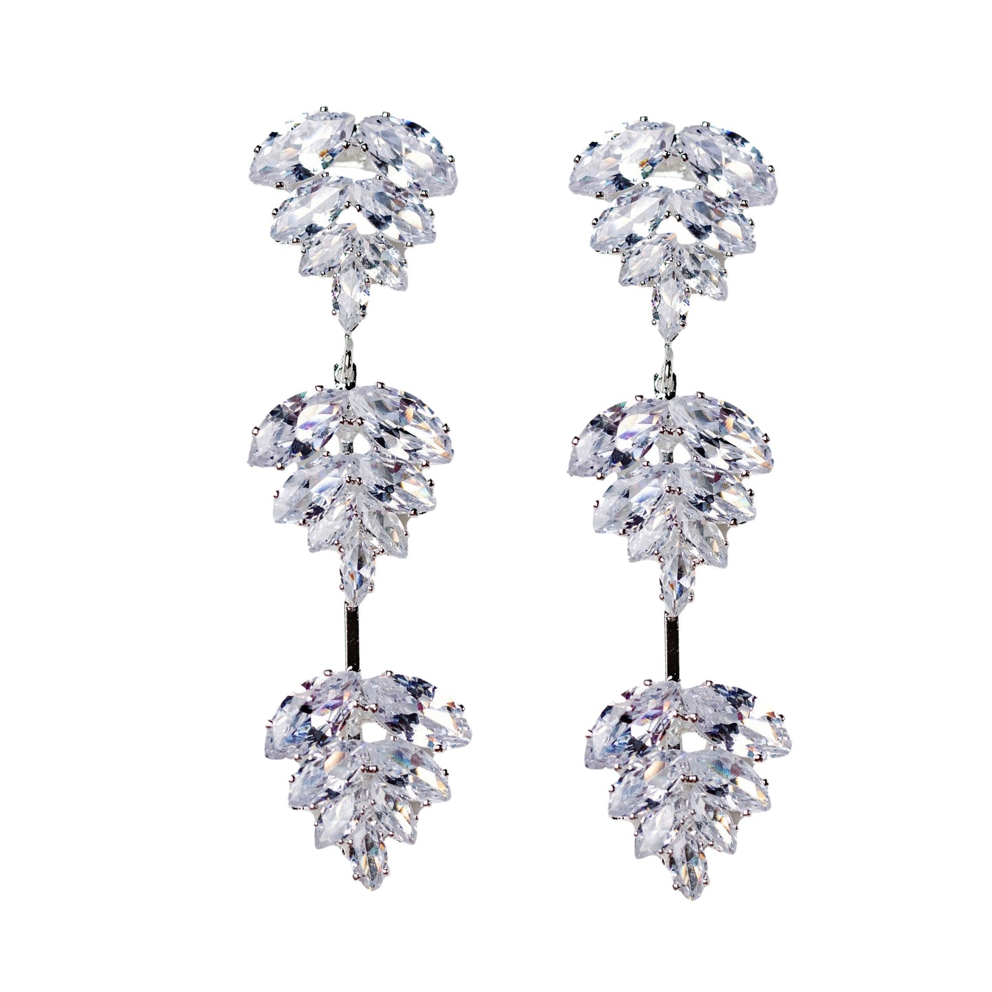 Silver Palm Diamond Earrings