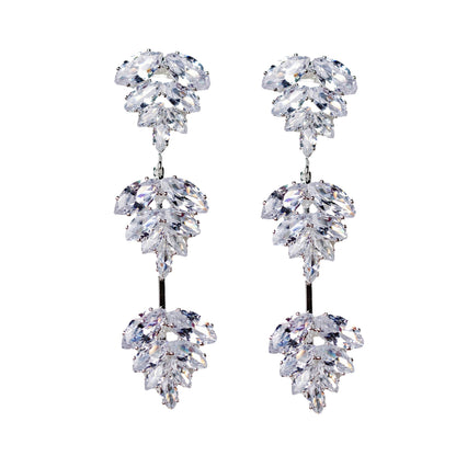 Silver Palm Diamond Earrings