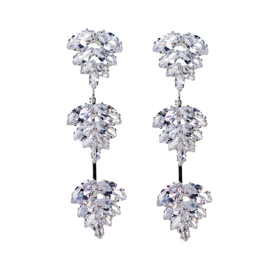 Silver Palm Diamond Earrings