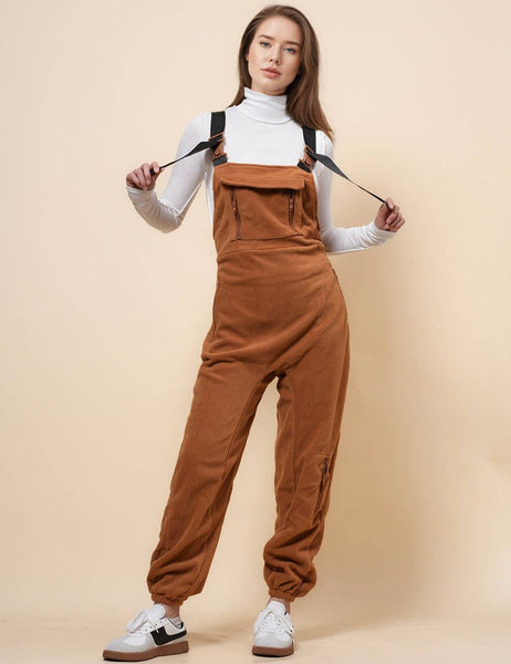 Fleece Overall in Coffee