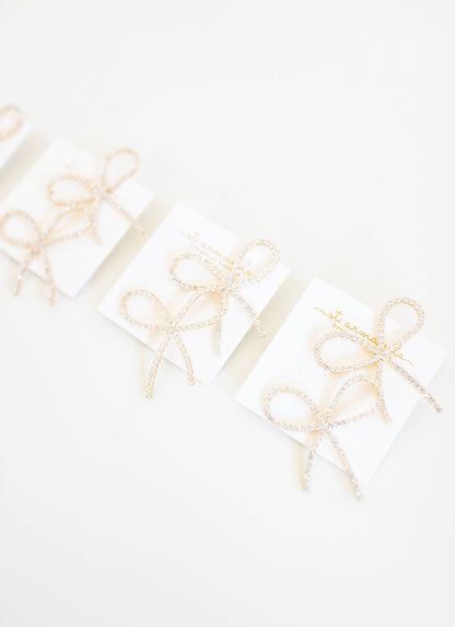 Rhinestone Bow Earrings