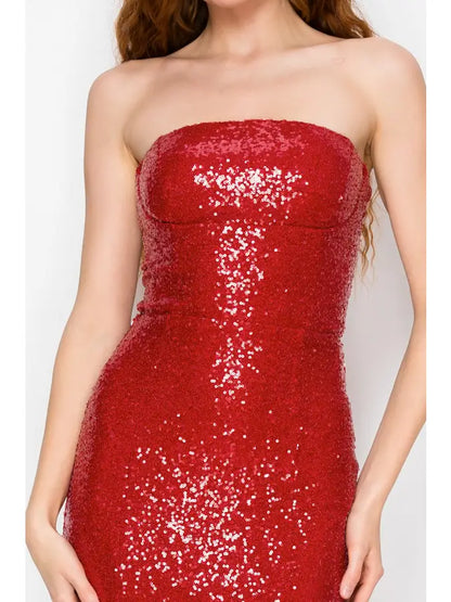Strapless Sequin Corset Dress