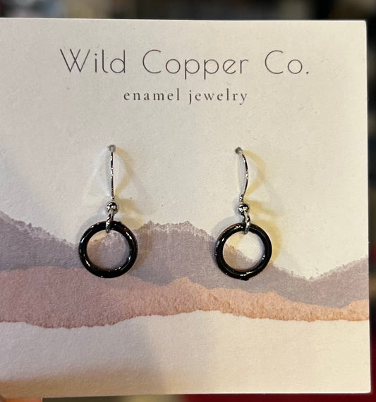 Xtra Small Black Circle Enamel Earrings