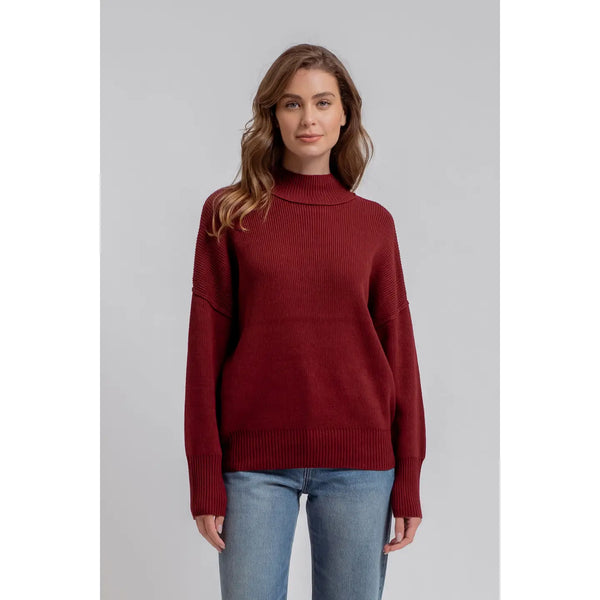 Mock Neck Ribbed Sweater