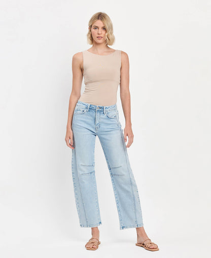 High Rise Barrel Leg Jeans