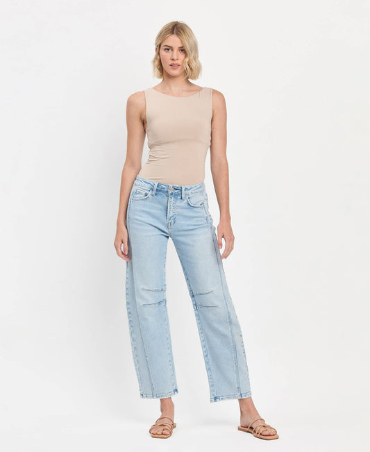 High Rise Barrel Leg Jeans