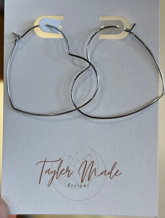 Silver Heart Hoop Earrings