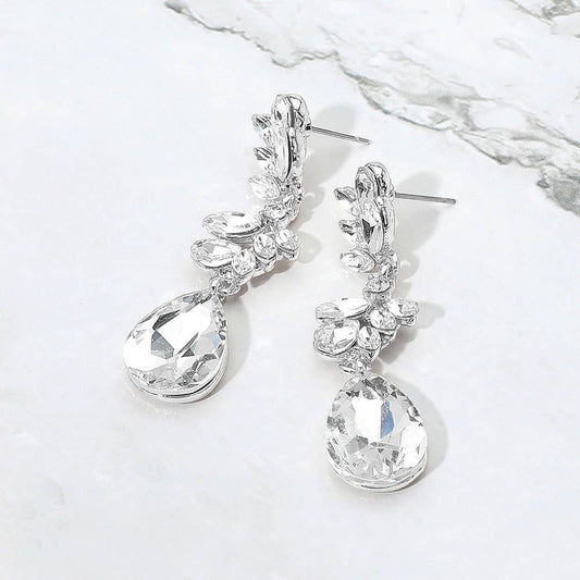 Glass Stone Dangle Evening Earrings-Earrings-Bottoms Up Boutique-Bottoms Up Boutique