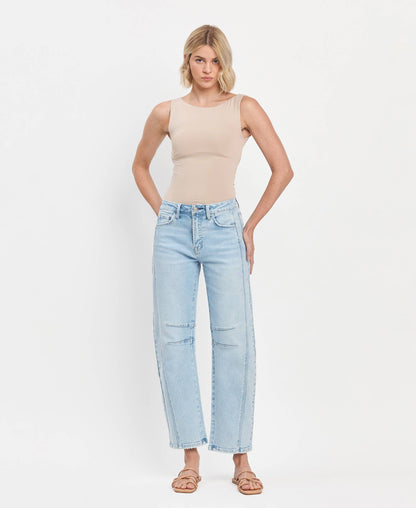 High Rise Barrel Leg Jeans