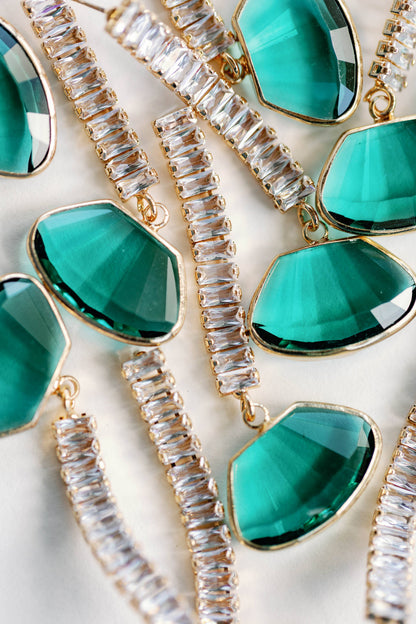 Emerald Diamond Drop Earrings