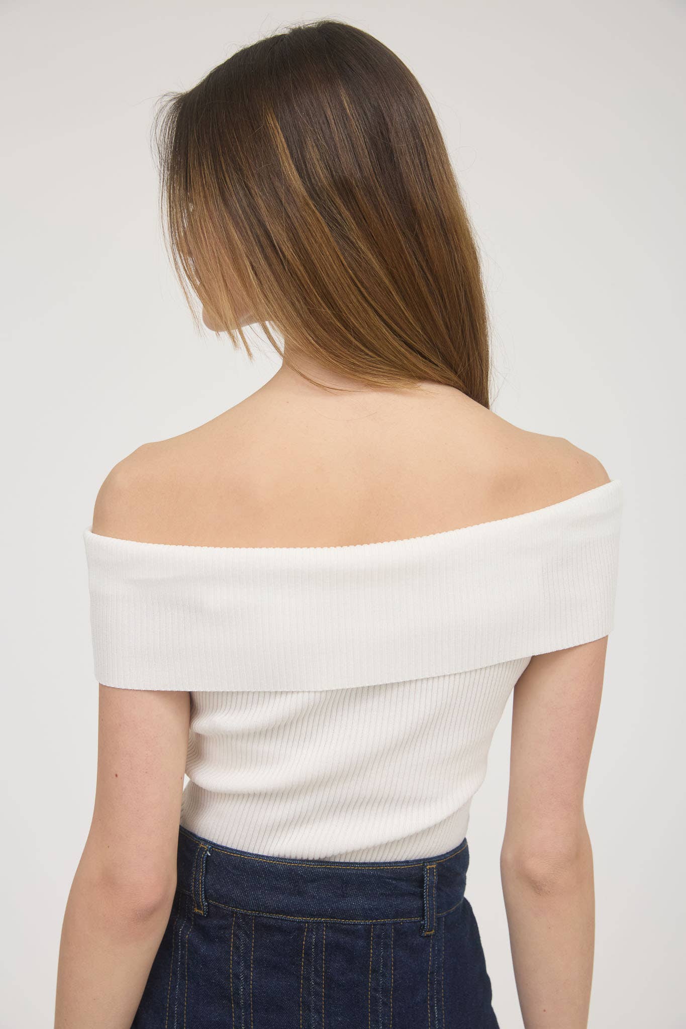 Off-the-shoulder Fold Over Sweater Knit Top