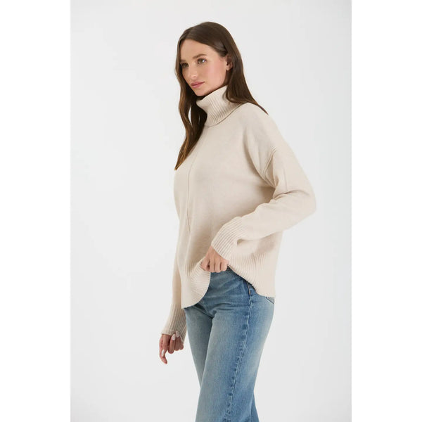 Turtleneck Front Seam Knit Pullover