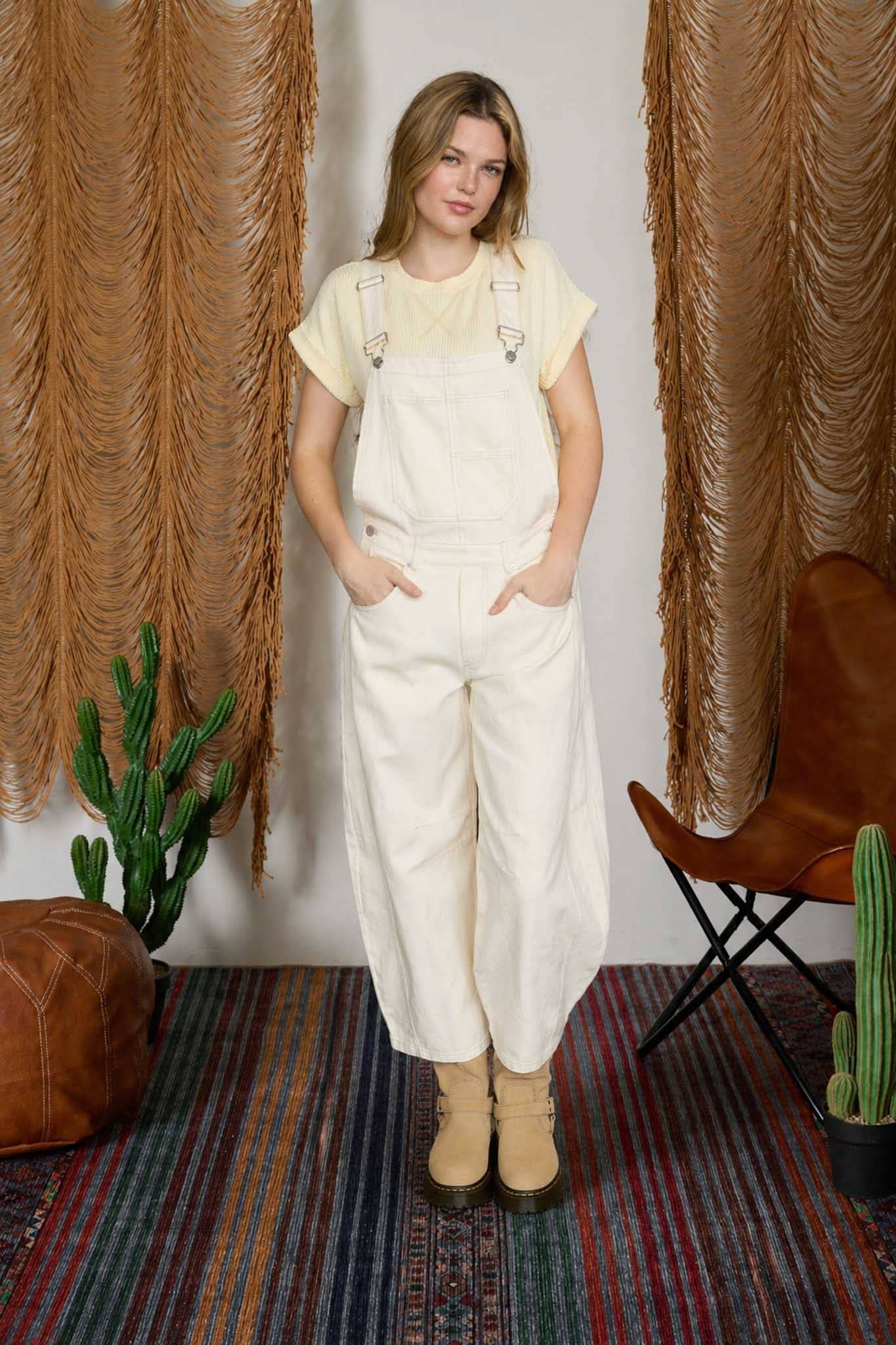 Wide Leg Cropped Overalls