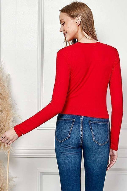 Red Pearl Detail Top