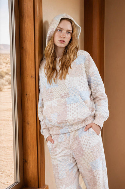 Quilted Patchwork Hoodie-Sweatshirt, Hoodies & Windbreakers-Blu Pepper-S-Bottoms Up Boutique