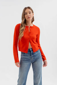 Round Neck Red Cardigan