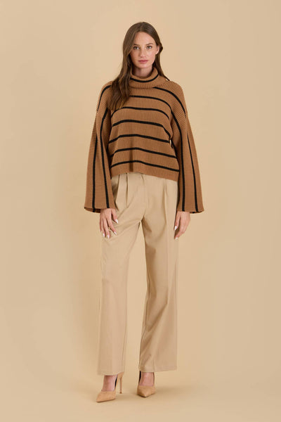 Stripe Crop Turtleneck