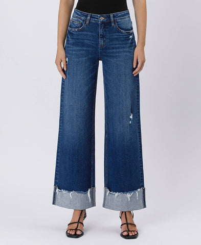 Blue Stream High Rise Cuffed Wide Leg